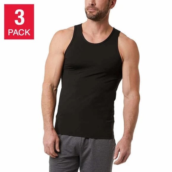 NEW 32 Degrees Cool 3 Pack Men's M Comfort Mesh Tank Top Black Breathable - Picture 1 of 5
